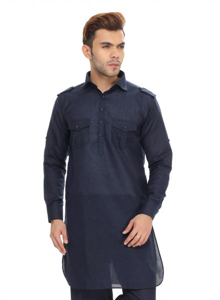 Kurta PyjamaCotton Blend Casual Wear Regular Fit Shirt Collar Full Sleeves Pathani Regular La Scoot Salwar